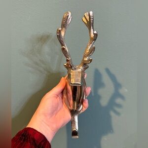 Metal Stag Deer Decorative Wall Hook - Silver